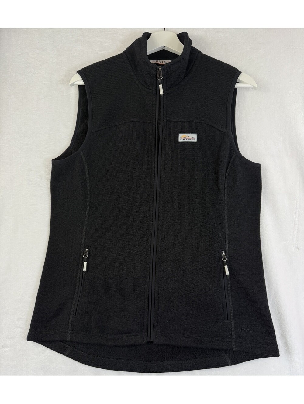 Orvis Sweater Fleece Vest Medium Womens Black Full Zip